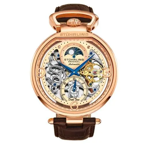 Stuhrling 3954 3 Modena Legacy Automatic Dual Time Skeleton Am/pm Mens Watch