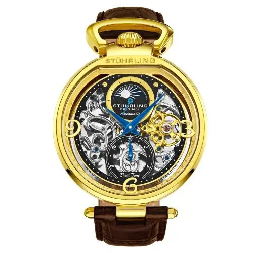 Stuhrling 3954 2 Modena Legacy Automatic Dual Time Skeleton Am/pm Mens Watch by Stührling