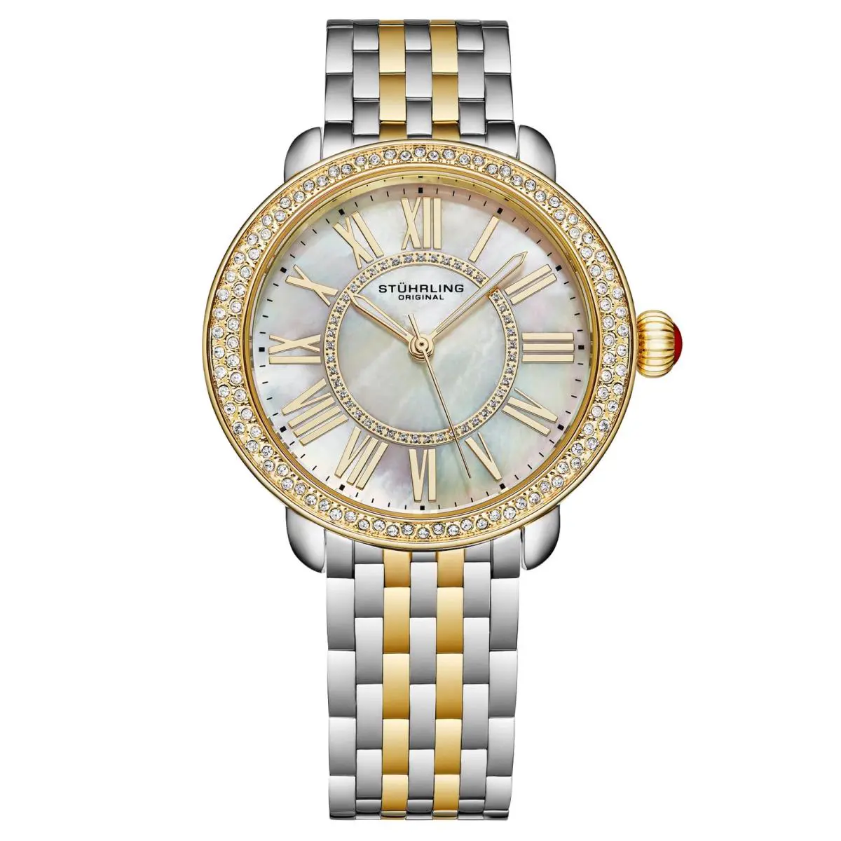 Stuhrling Sonata 4074 3 Quartz Stainless Steel Mother of Pearl Womens Watch