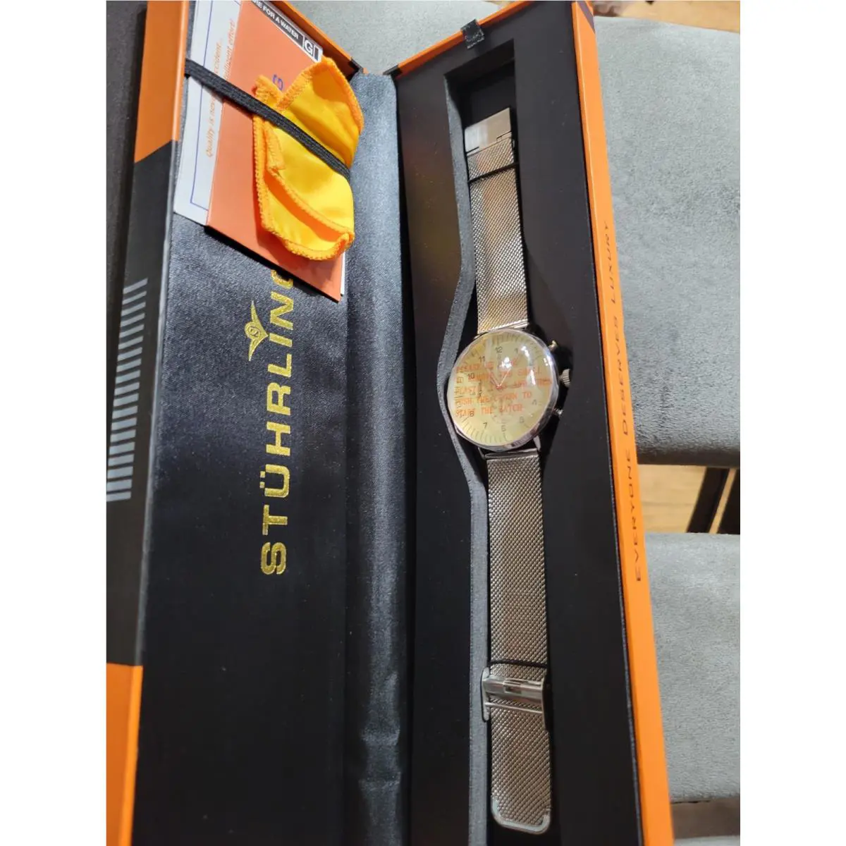 Stuhrling Men`s Quartz Chronograph Stainless Steel Mesh Band Watch