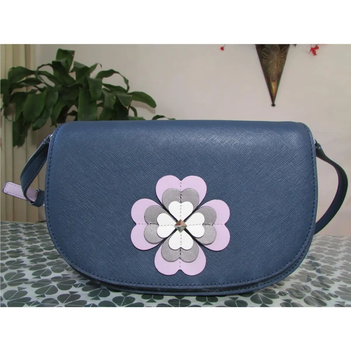 Kate Spade Reiley Spade Flower Applique Crossbody WKRU6060 Petrol Blue