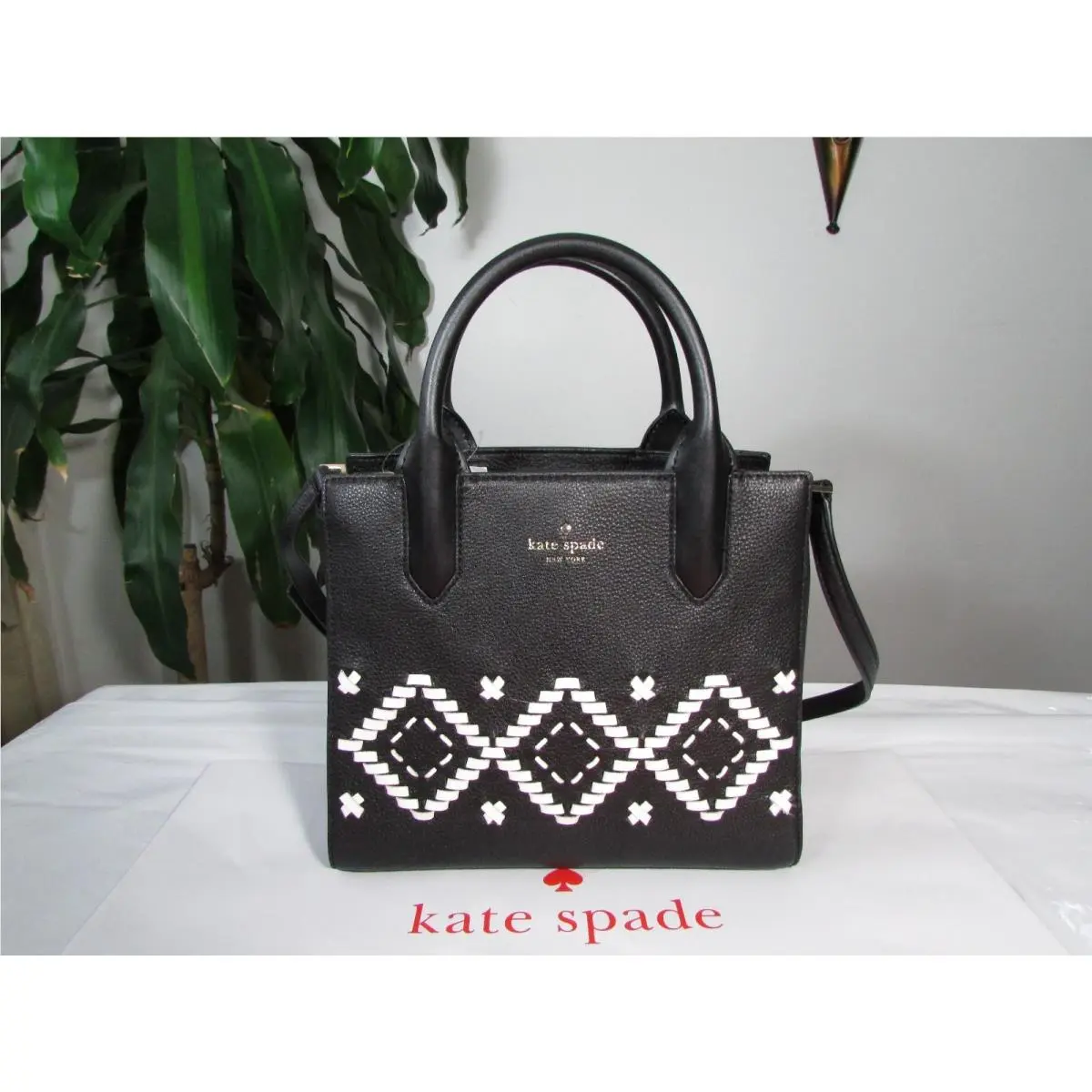 Kate Spade Leather Small Meriwether Flynn Street Satchel Crossbody Black