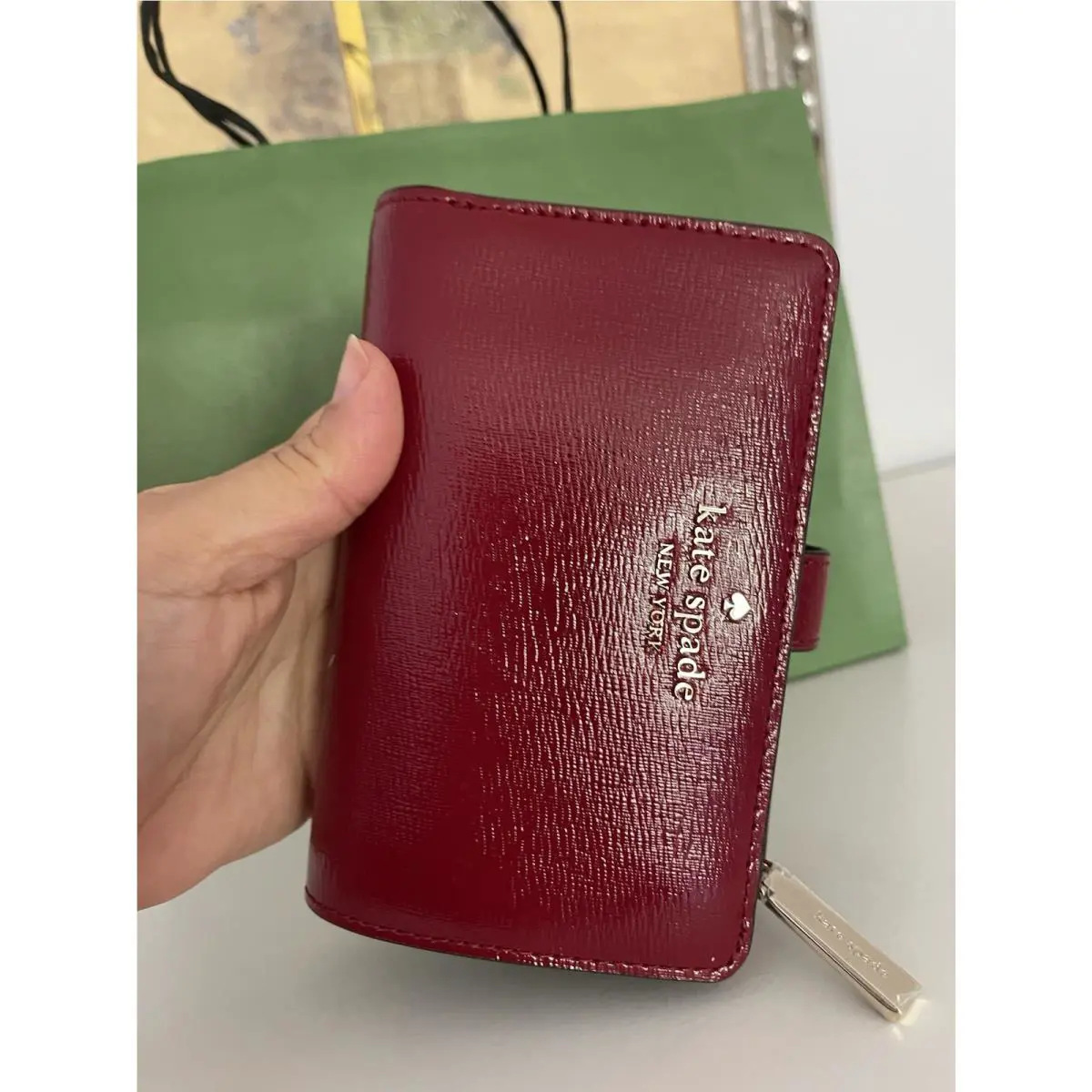 Kate Spade Madison Medium Compact Bifold Wallet In Red Jam