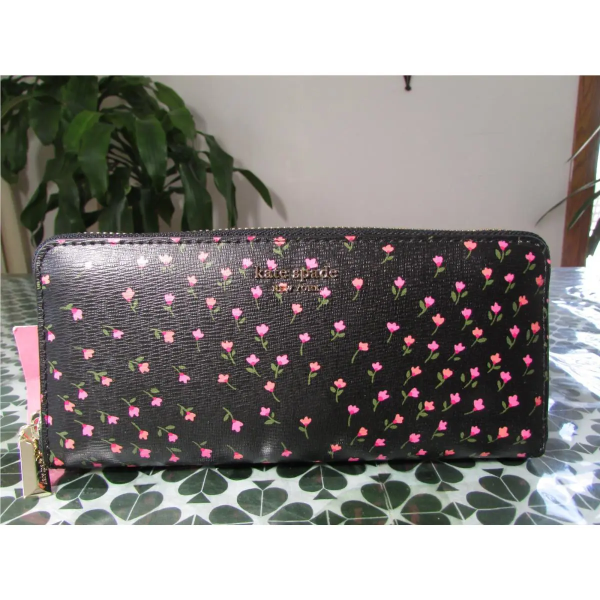 Kate Spade Saffiano Sylvia Meadow Slim Continental Wallet Black Multi
