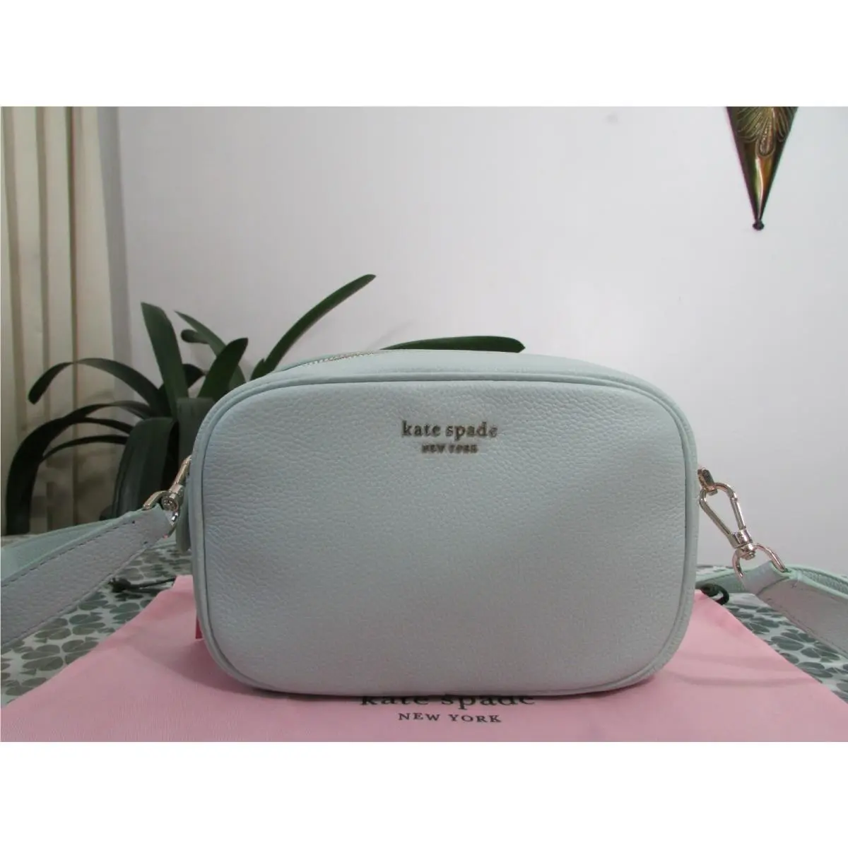 Kate Spade Pebble Leather Astrid Medium Camera Bag Crystal Blue
