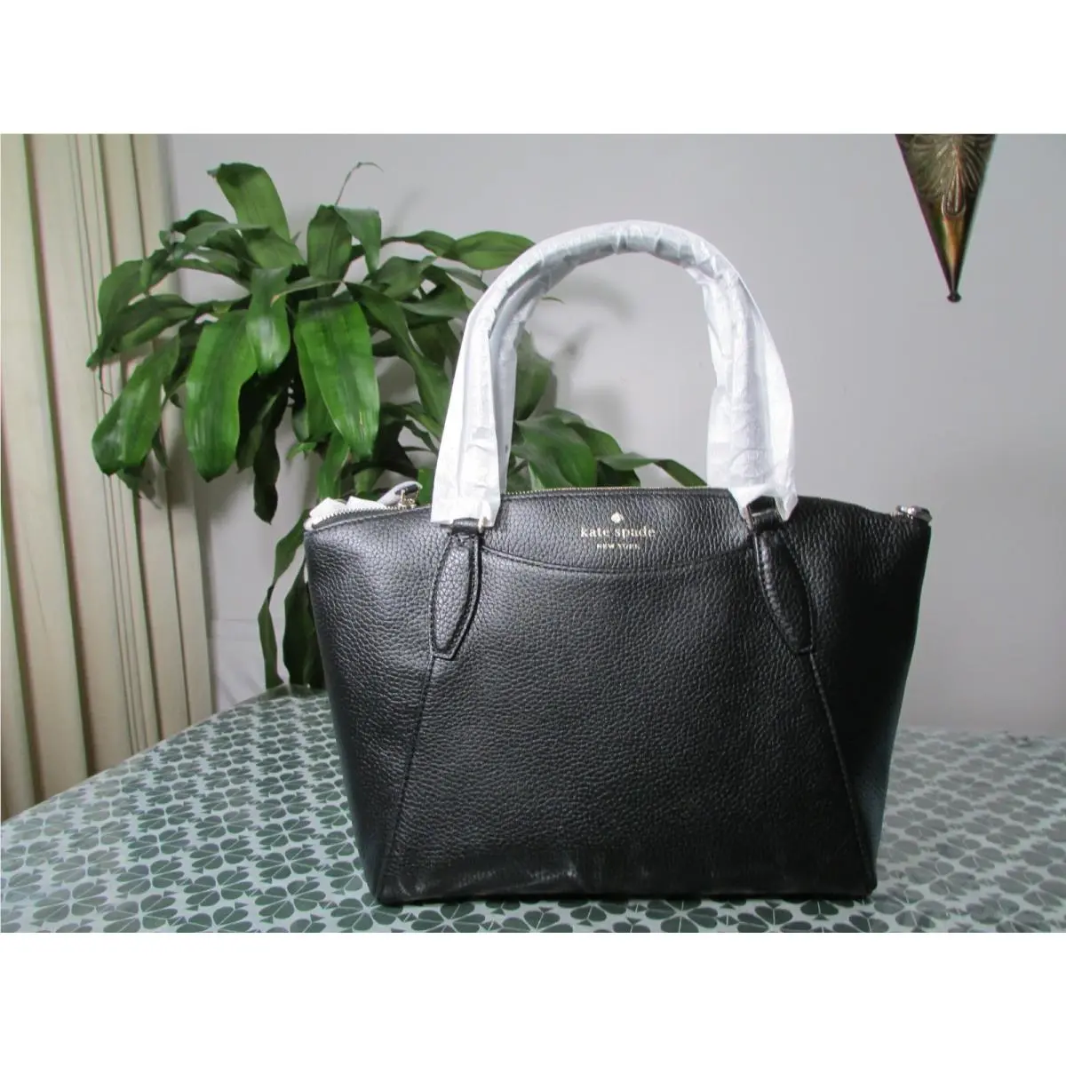 Kate Spade Leather Monica Satchel Crossbody Bag Black WKR00240