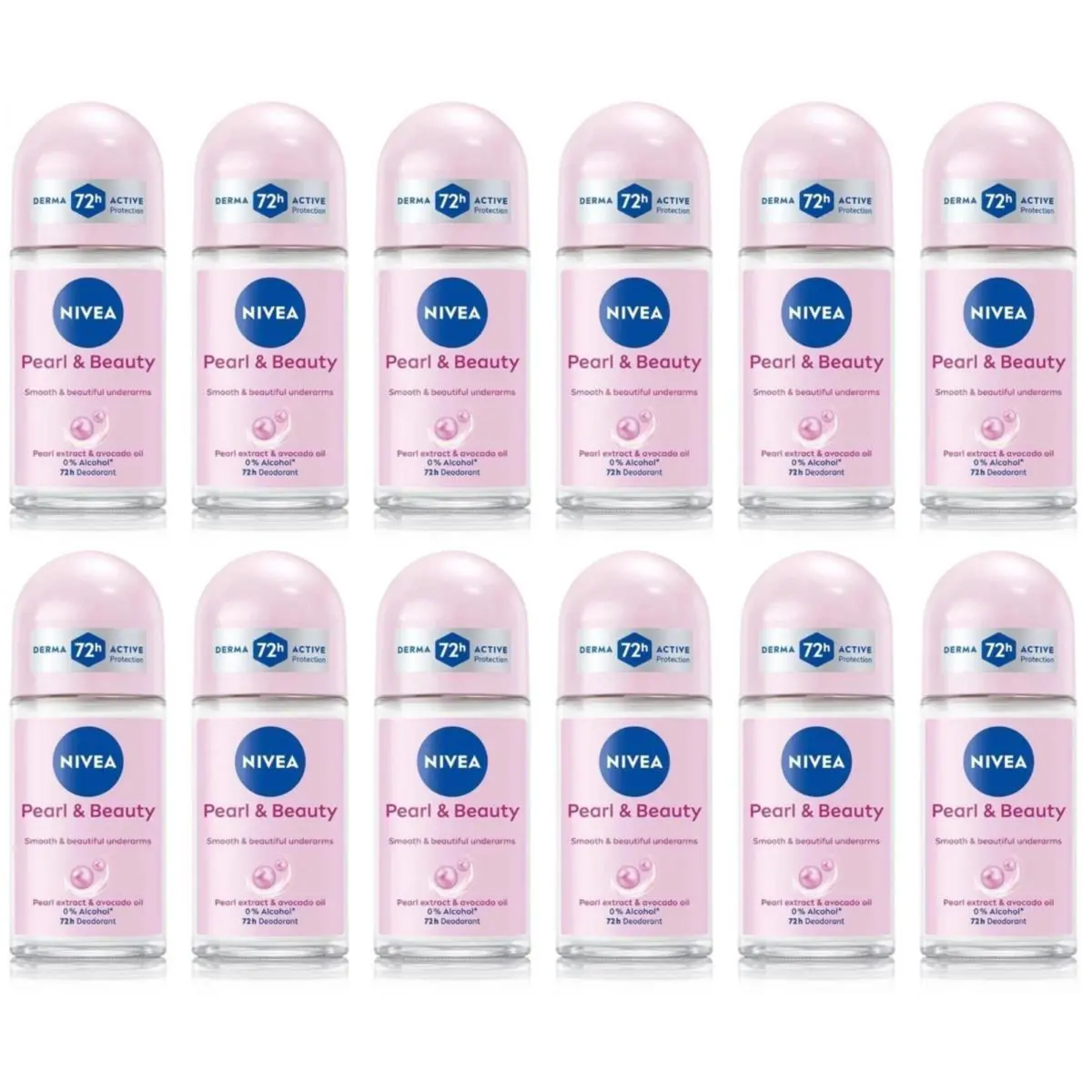 Nivea Pearl Beauty Roll-on Deodorant Pearl Avocado Oil 1.7oz-50ml Pack 12