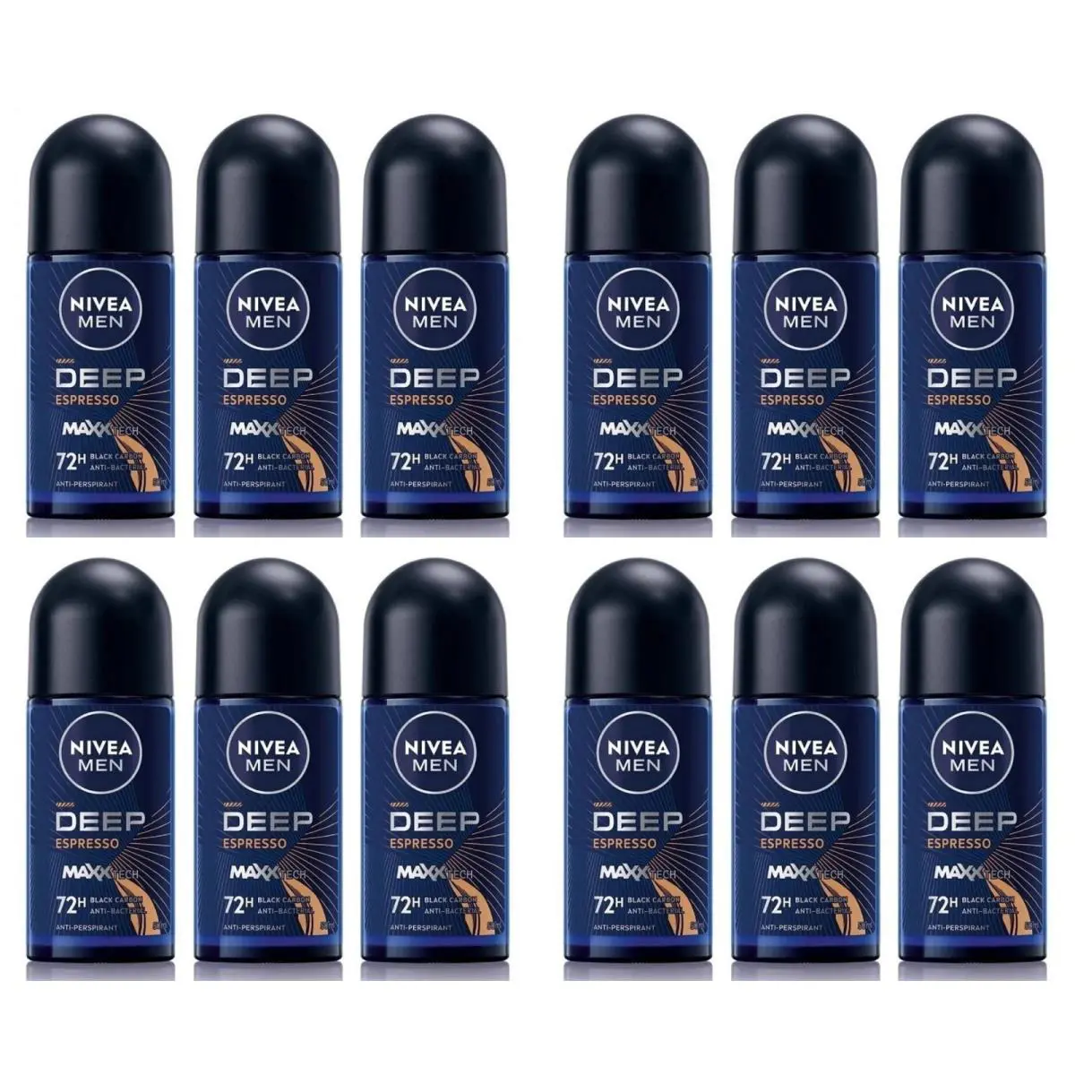 Nivea Roll On Deodorant For Men Espresso Black Carbon Wood Antiperspirant 12 Pk