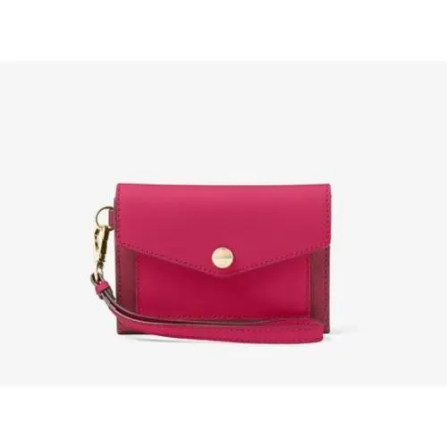 Michael Kors Wristlet Wallet Cranberry Saffiano Leather Removable Strap