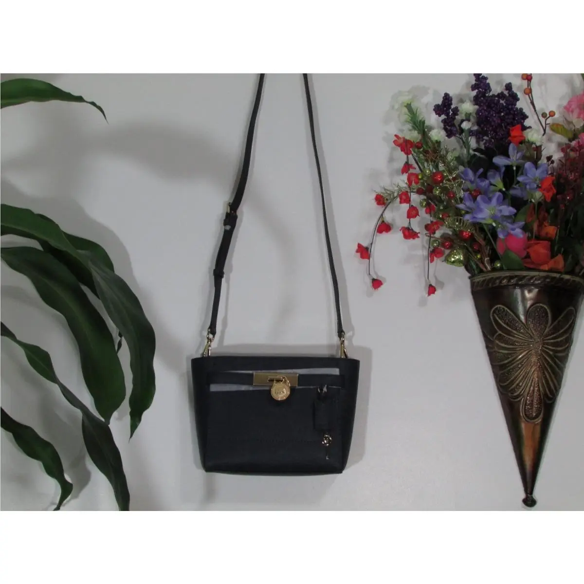 Saffiano Leather Hamilton Traveler TZ Medium Messenger Navy by Michael Kors