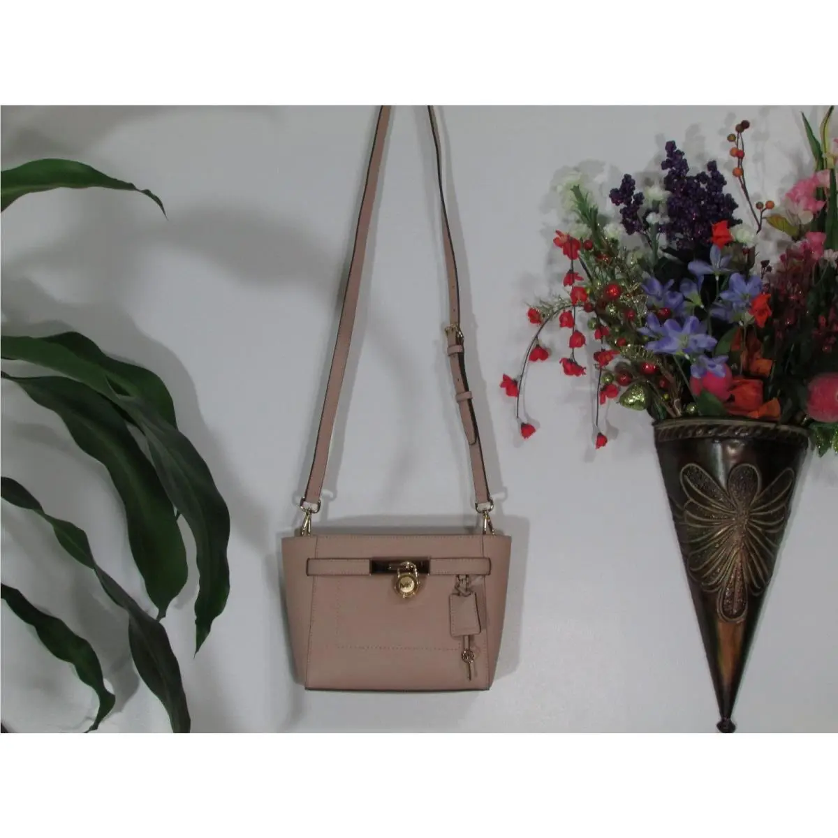 Saffiano Leather Hamilton Traveler TZ Medium Messenger Oyster by Michael Kors