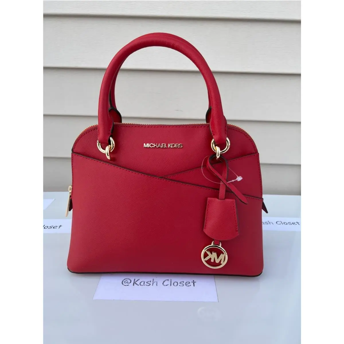 Dome Satchel Purse Jet Set Medium MK Signature/solid Flame by Michael Kors