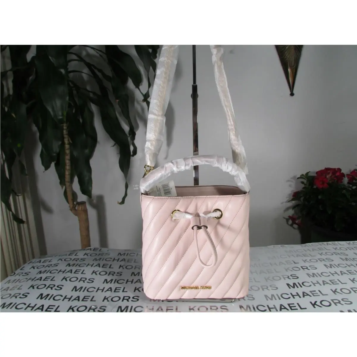 Suri Vegan Leather Small Bucket Crossbody Bag Power Blush by Michael Kors