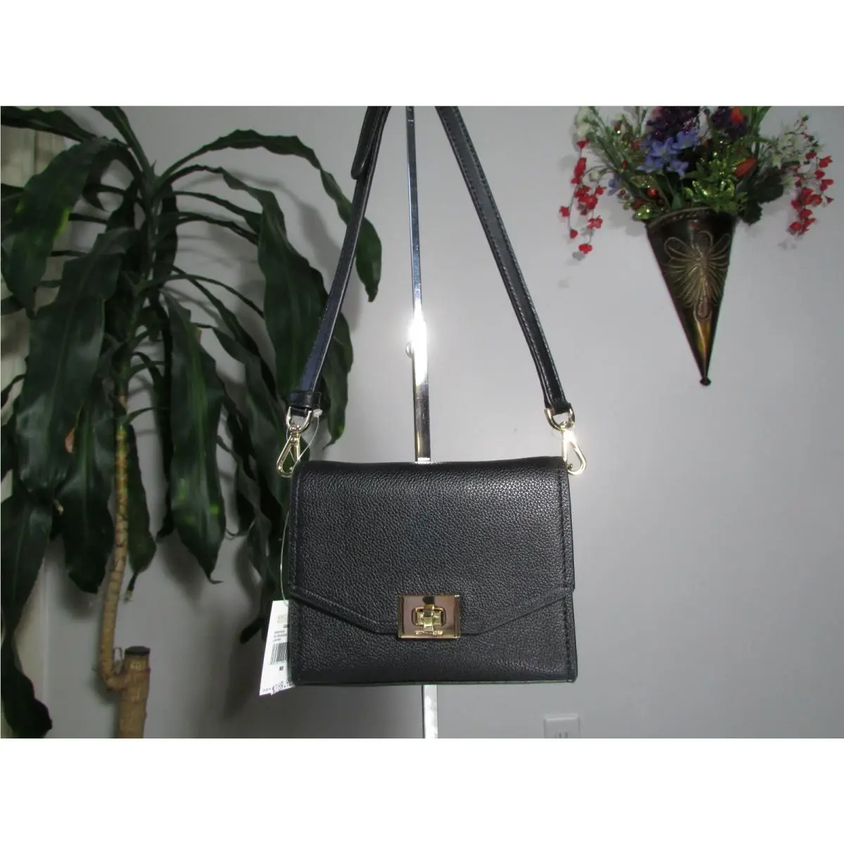 Leather Cassie XS Crossbody Bag Black or Pale Blue / Navy Black by Michael Kors