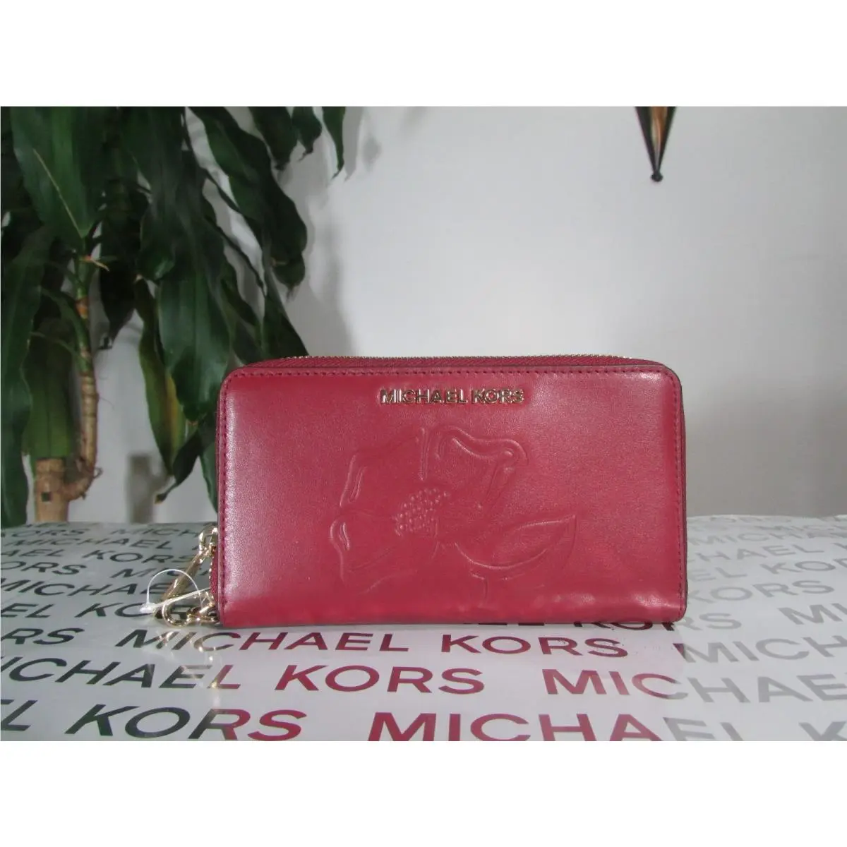 Leather Nouveau Floral LG Flap MF Phone Case Wallet Mulberry by Michael Kors