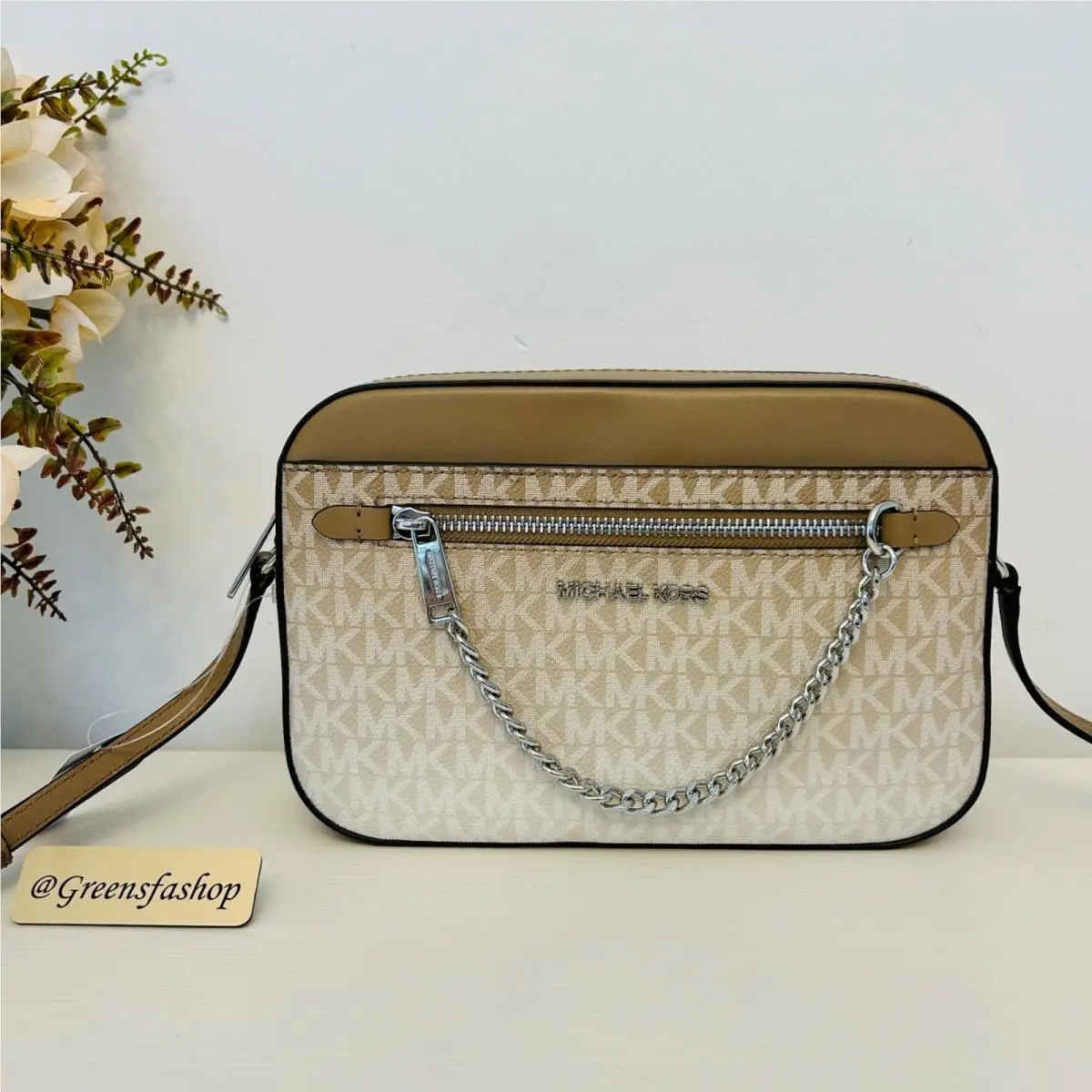 Purse Jet Set East West Zip Chain Ombré Signature Crossbody MK Husk by Michael Kors