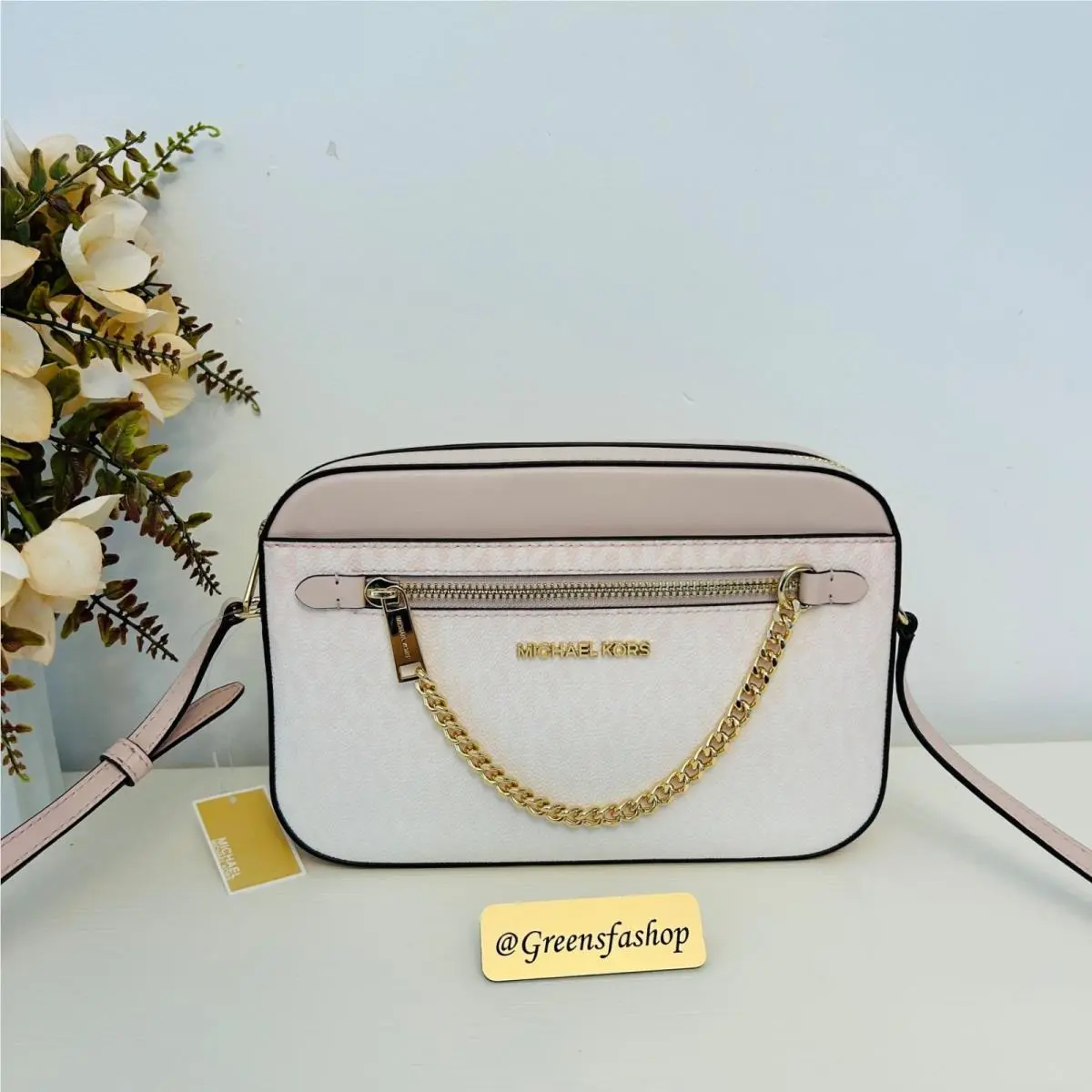 Purse Jet Set East West Zip Chain Ombré Signature Crossbody MK Powder Blush by Michael Kors