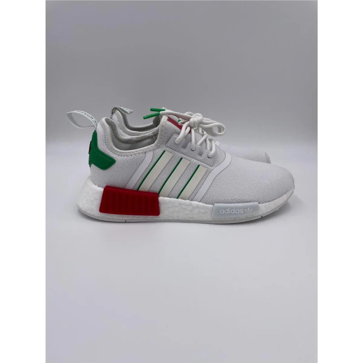 Adidas Nmd R1 Cloud White Green Knit Running Sneakers Womens HQ9987