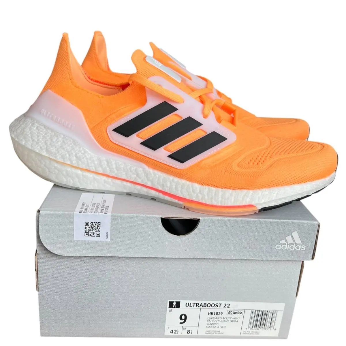 Adidas Ultraboost 22 Sizes 8-13 Men`s Athletic Shoes Orange/white HR1029 Nby