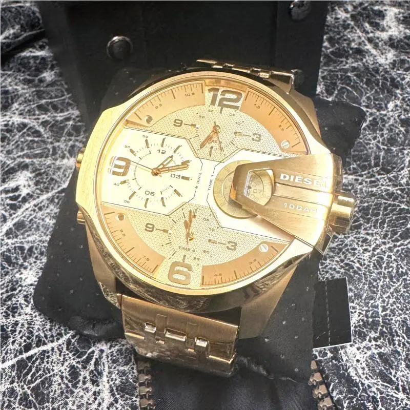 Diesel Men Watch All Gold Stainless Steel Chronograph Uber Chief DZ7447