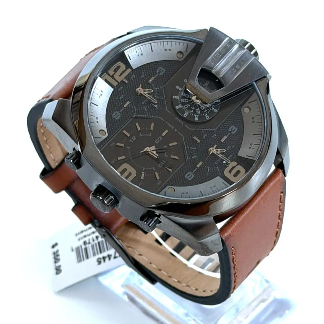 DZ7445 Men`s Uber Chief Three-hand Brown Leather Watch Gift Box by Diesel