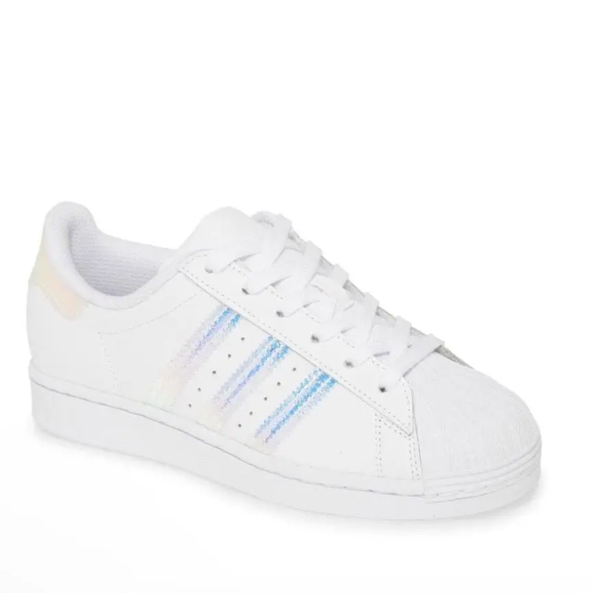 Adidas Superstar Iridescent White Athletic Shoes Kids Sz 5
