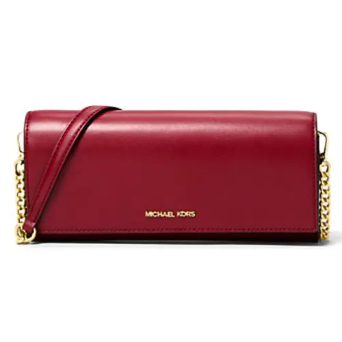 Michael Kors Jet Set Medium Clutch Bag - Cherry Cerise Red Leather W/cha