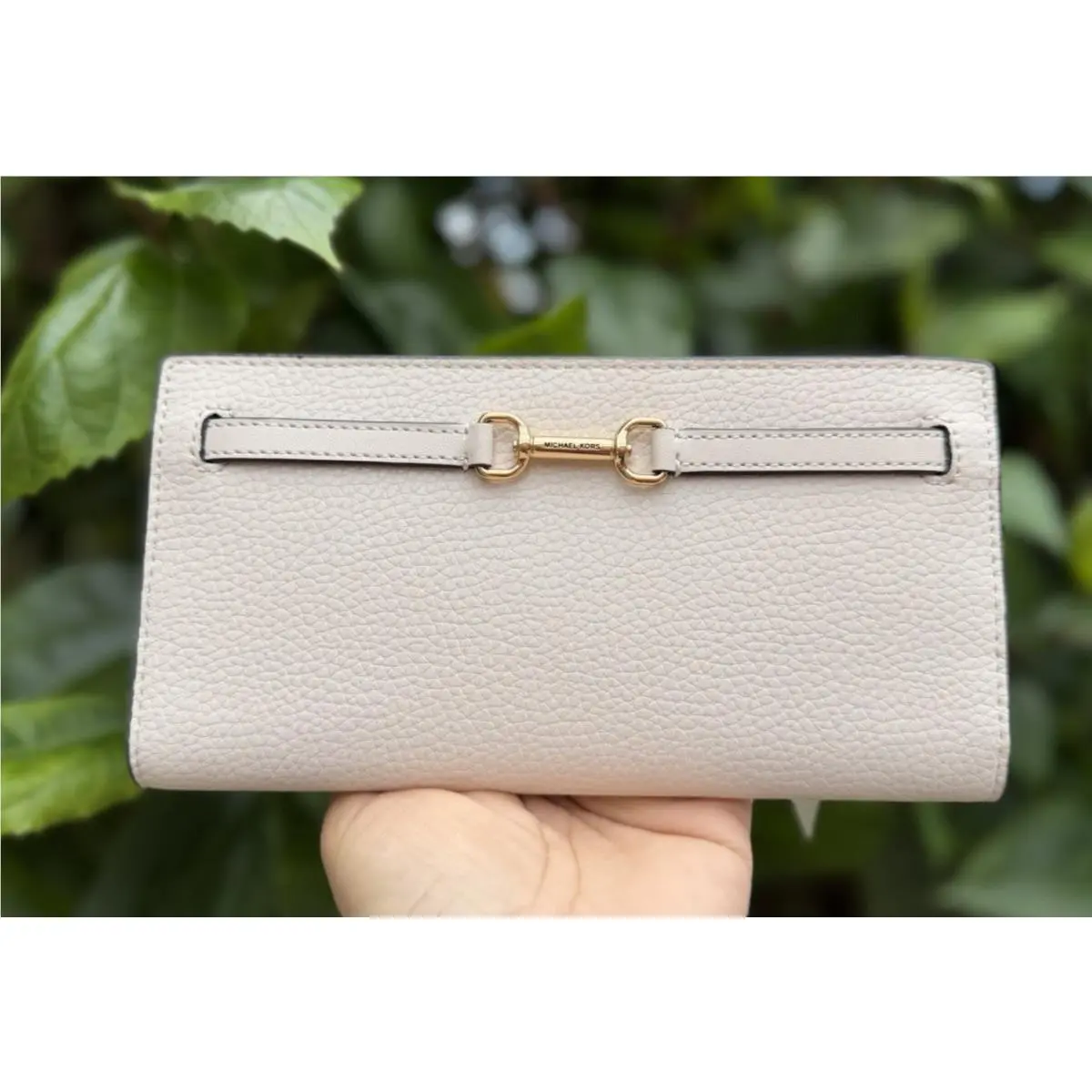 Michael Kors Carson Lady Women Large Credit Card Snap Flat Leather Wallet Black