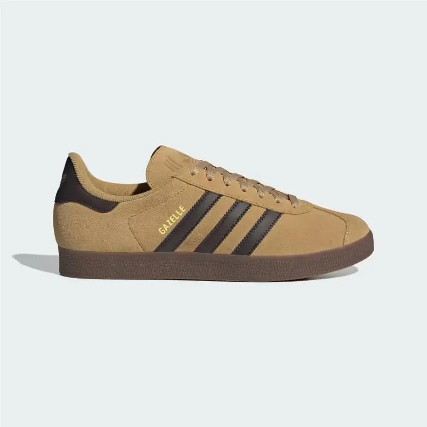 Adidas Originals Gazelle Mens Casual Shoes Golden Beige Brown JR6287 Size 10