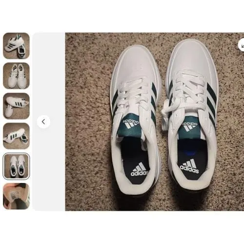 Adidas Size 11 Mens Breaknet 2.0 Low White Collegiate Green 1863698