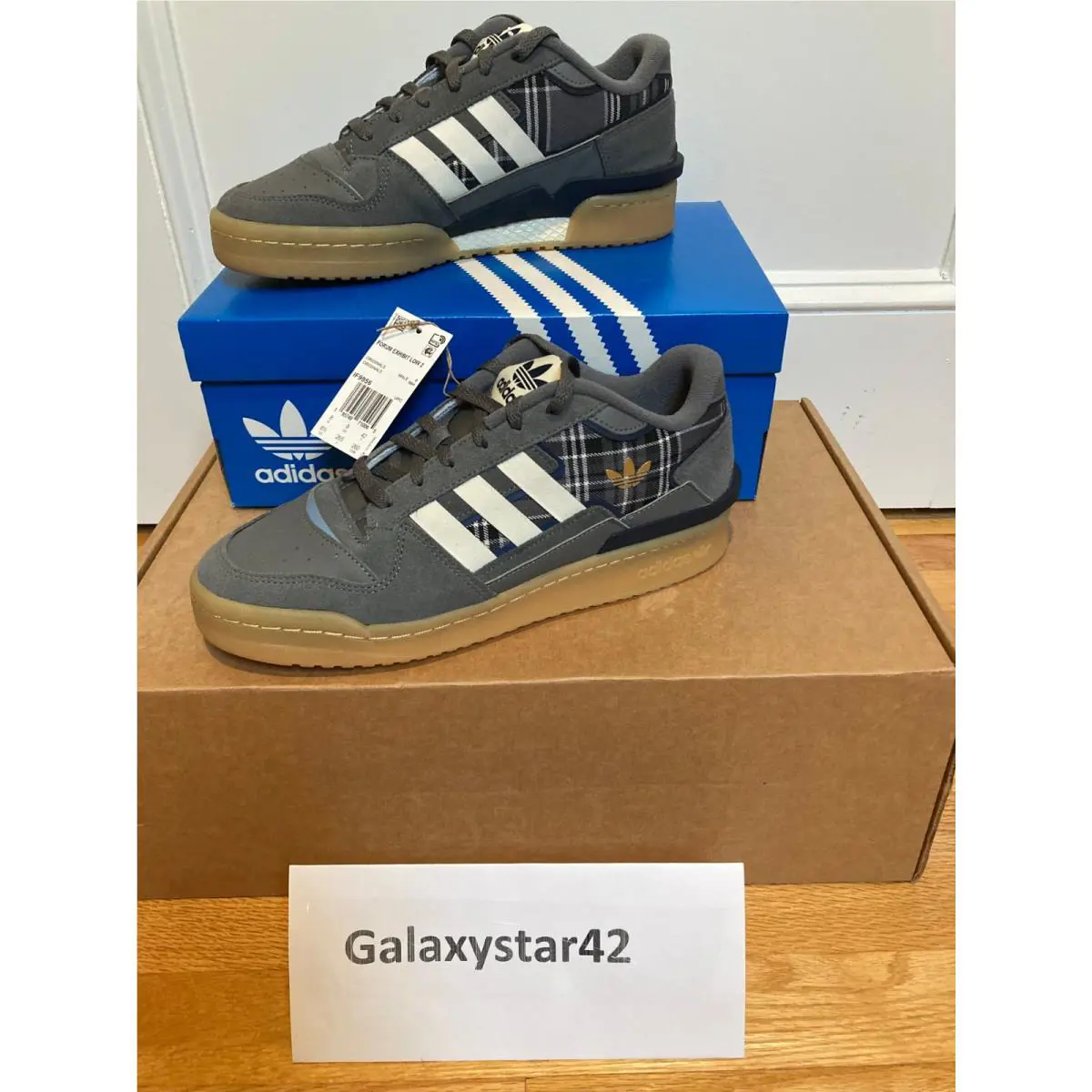 Adidas Forum Exhibit Low 2 IF9956 US 8.5 Men Grey Plaid - Very Rare