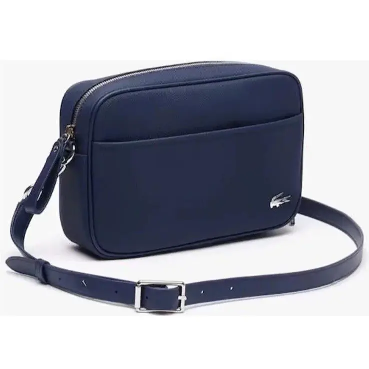 Lacoste Women`s Medium Daily Lifestyle Flat Crossover Crossbody Bag Black