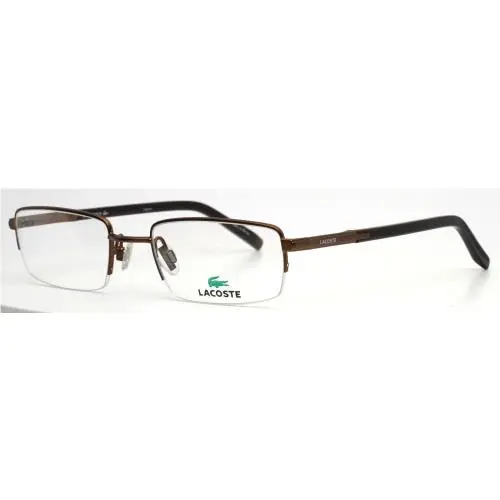 Lacoste LA12024 BR Brown Mens Rectangle Half Rim Eyeglasses 50-19-140 B:29