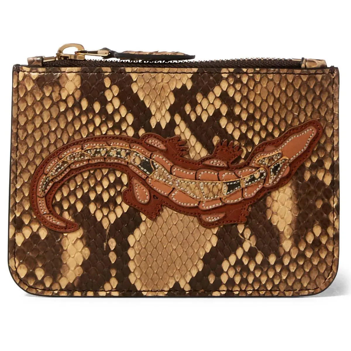 Purple Label Collection Crocodile Python Mini Zip Pouch Clutch by Ralph Lauren