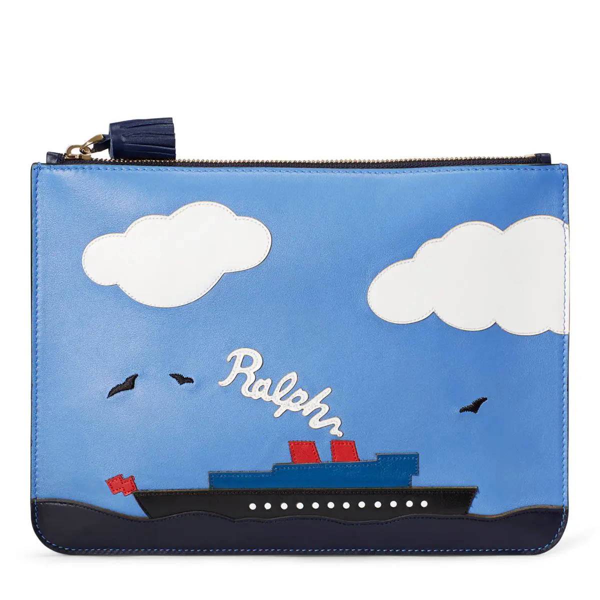 Purple Label Collection Steamboat Leather Zip Pouch Clutch by Ralph Lauren