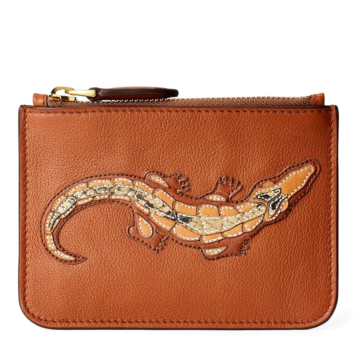 Purple Label Collection Crocodile Calf Mini Zip Pouch Clutch by Ralph Lauren