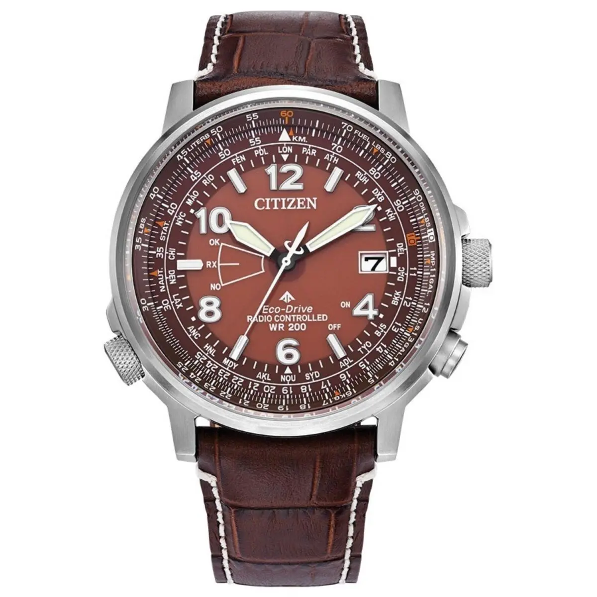 Citizen Men`s Eco Skjy Brown Dial Watch - CB0248-01X - Dial: Brown, Band: Brown