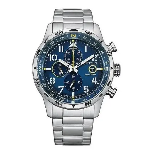 Citizen Eco-drive Men`s Chronograph Calendar Silver Watch 43MM CA0790-59L
