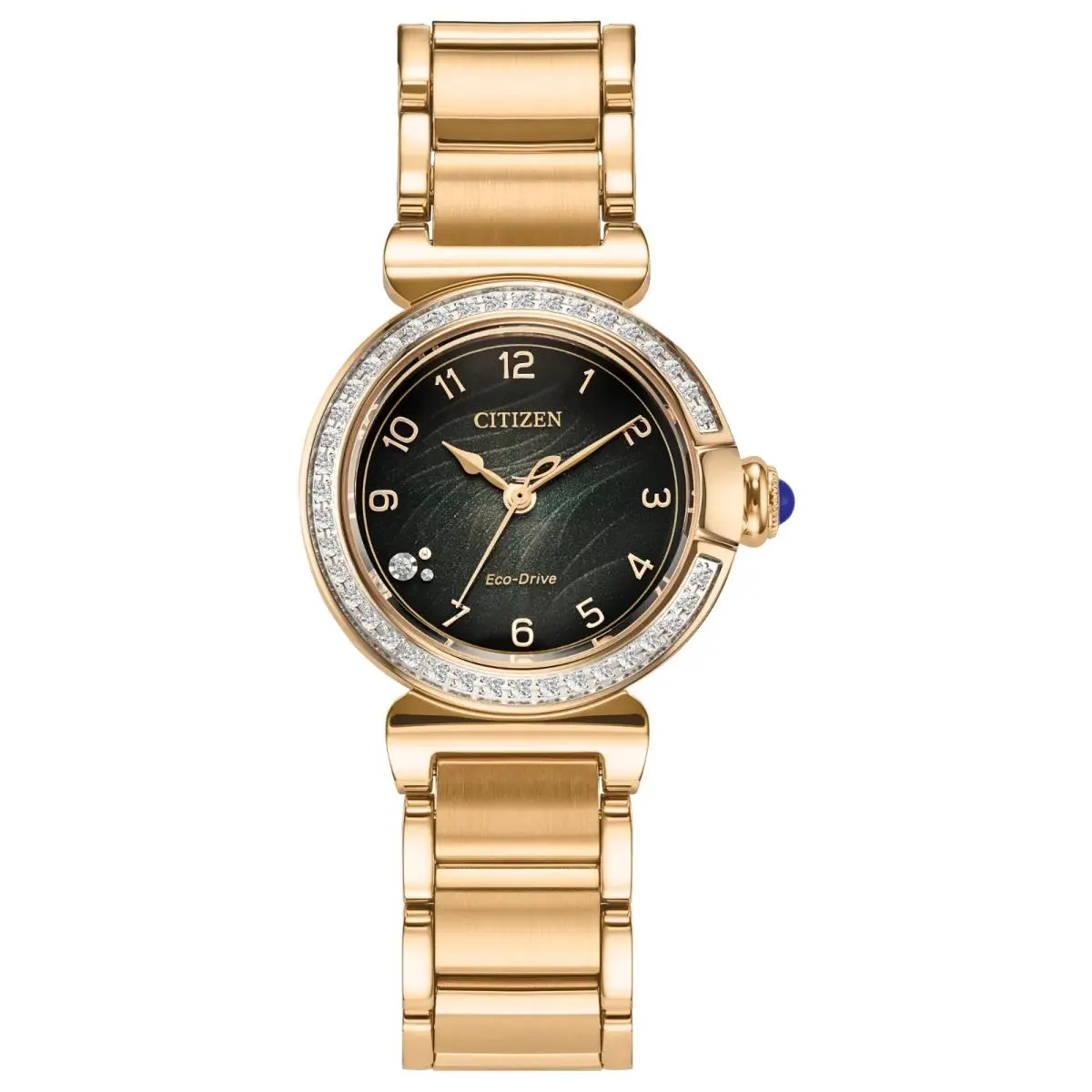Citizen L Mae Green Dial Stainless Steel Women`s Bracelet EM1123-62X