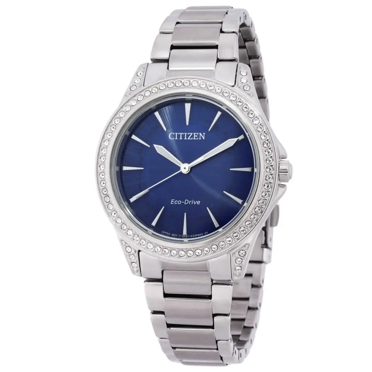 Citizen Classic Eco-drive Crystal Blue Dial Ladies Watch EM0940-54L - Blue, Dial: Blue, Band: Silver-tone