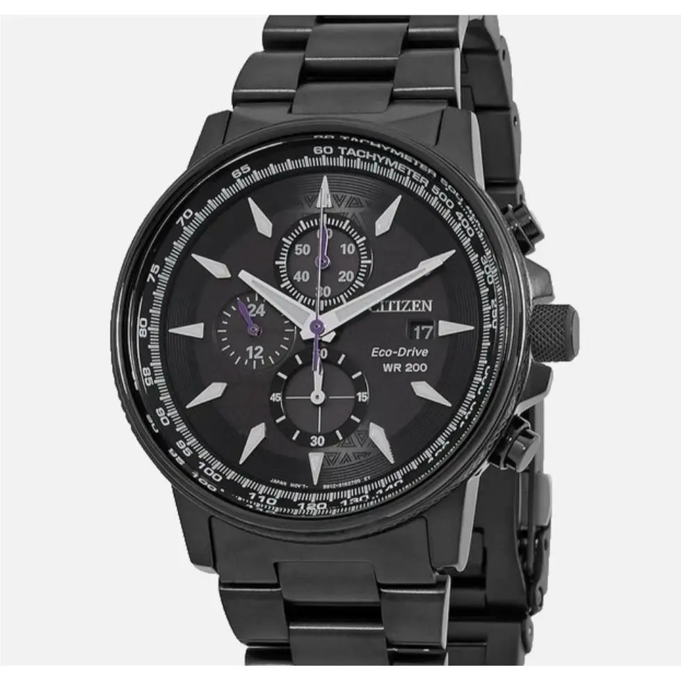 Citizen Marvel Black Panther Black Dial CA0297-52W Mib Mens Watch R21-12 - Dial: Black, Band: Black, Bezel: Black