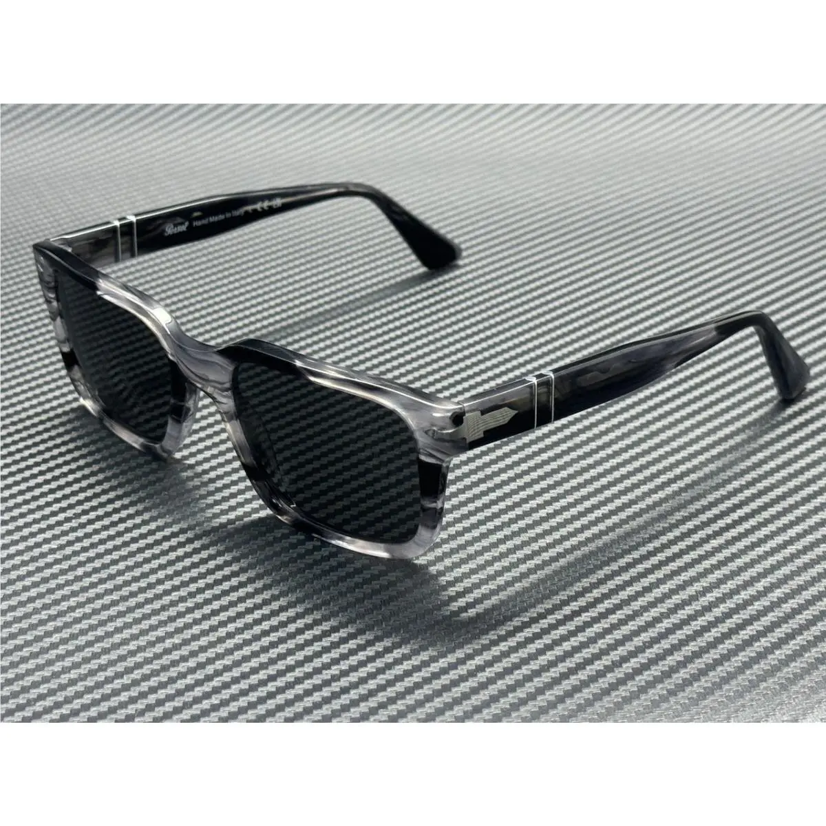 PO3272S 1238B1 Striped Black Grey Men`s 53 mm Sunglasses by Persol
