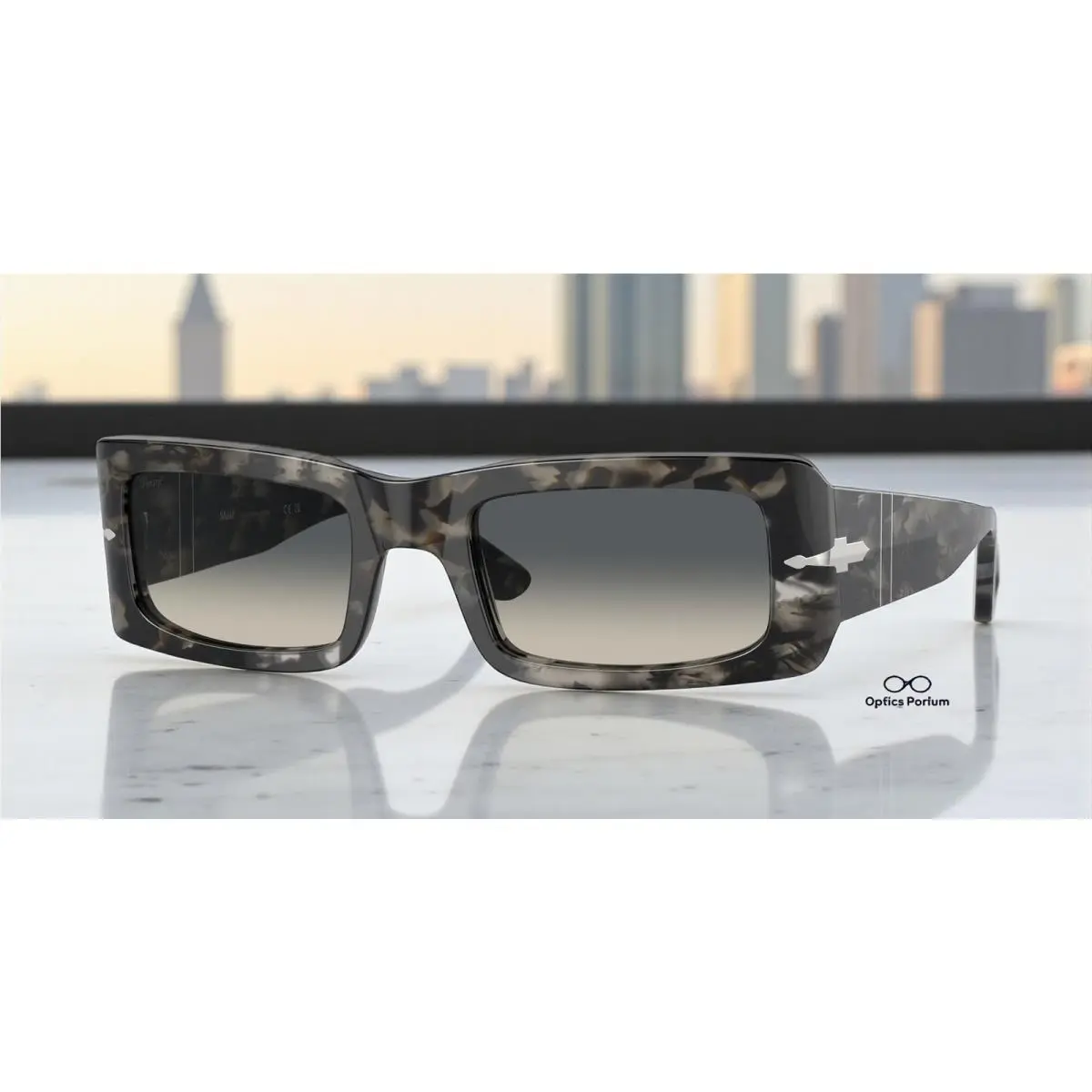 Persol PO3332S 108071 Francis Grey Tortoise Gradient Grey 54mm Unisex Sunglasses - Frame: Grey Tortoise, Lens: Light Grey Gradient Dark Grey