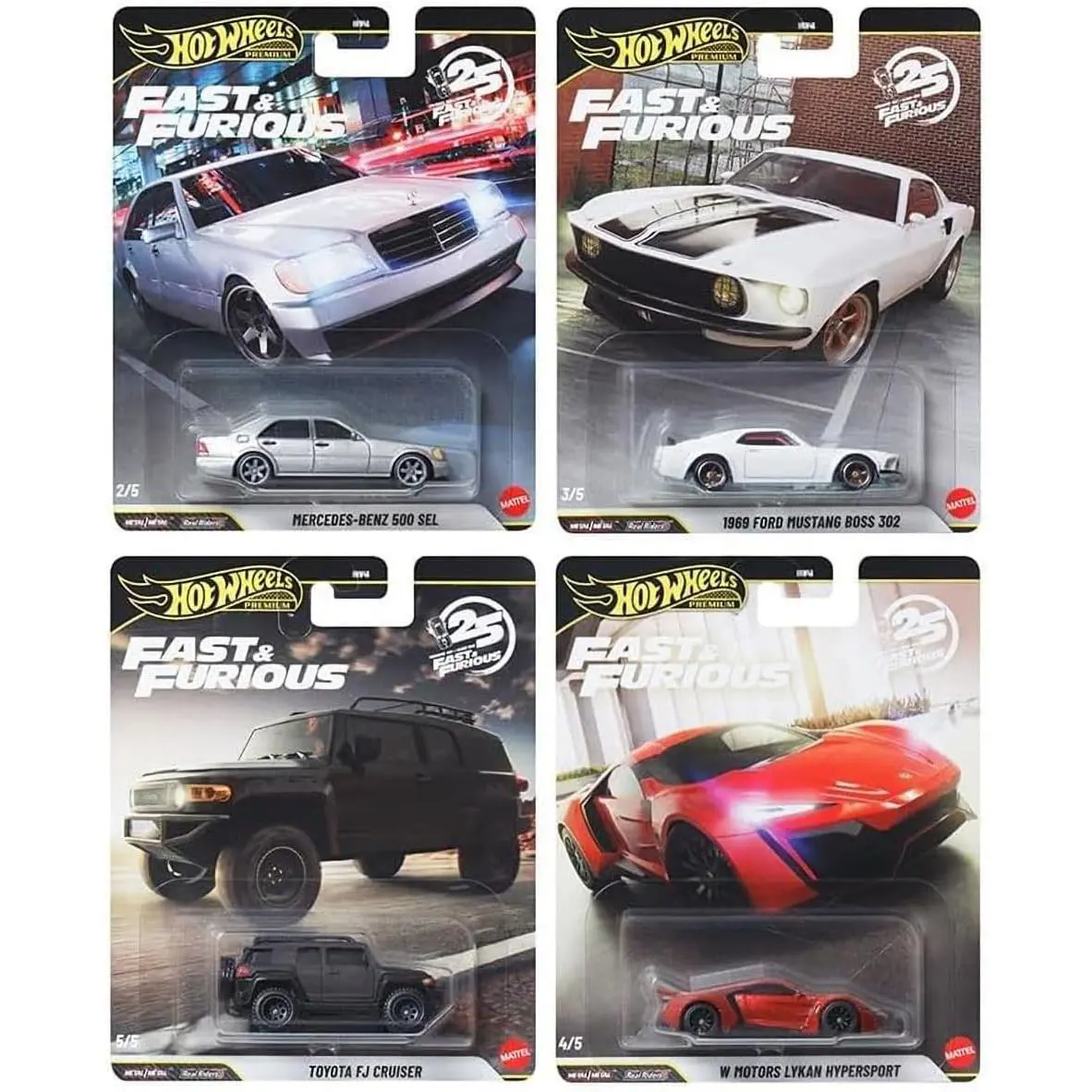 Hot Wheels Premium Fast Furious 25th Anniversary Set of 4