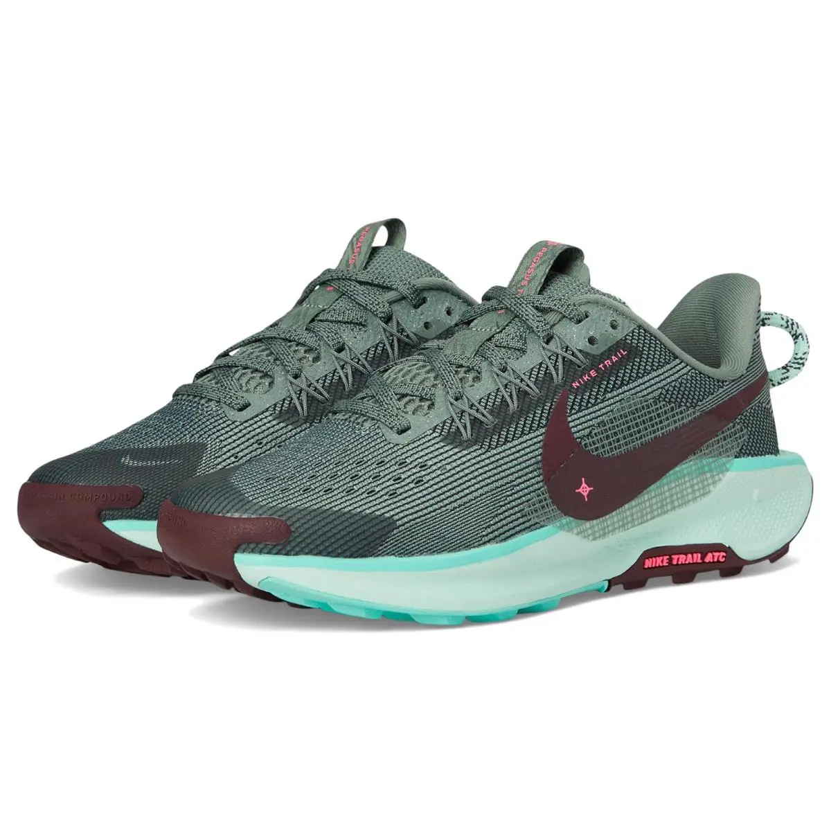 Children Unisex Shoes Nike Kids Pegasus Trail 5 Little Kid/big Kid - Clay Green/Mint Foam/Bleached Turquoise