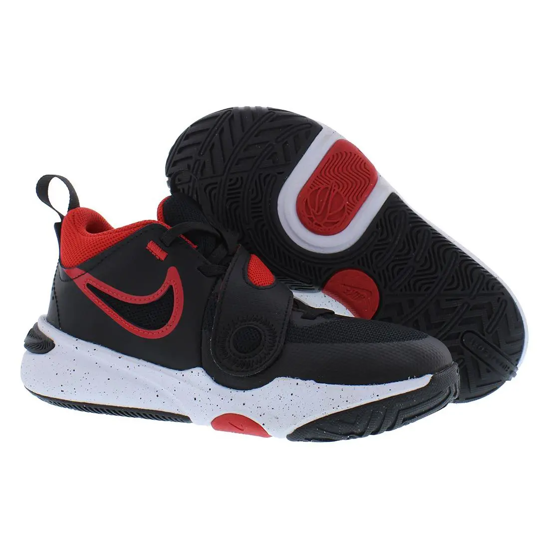 Nike Team Hustle D 11 PS Boys Shoes - Black/University Red/White, Main: Black
