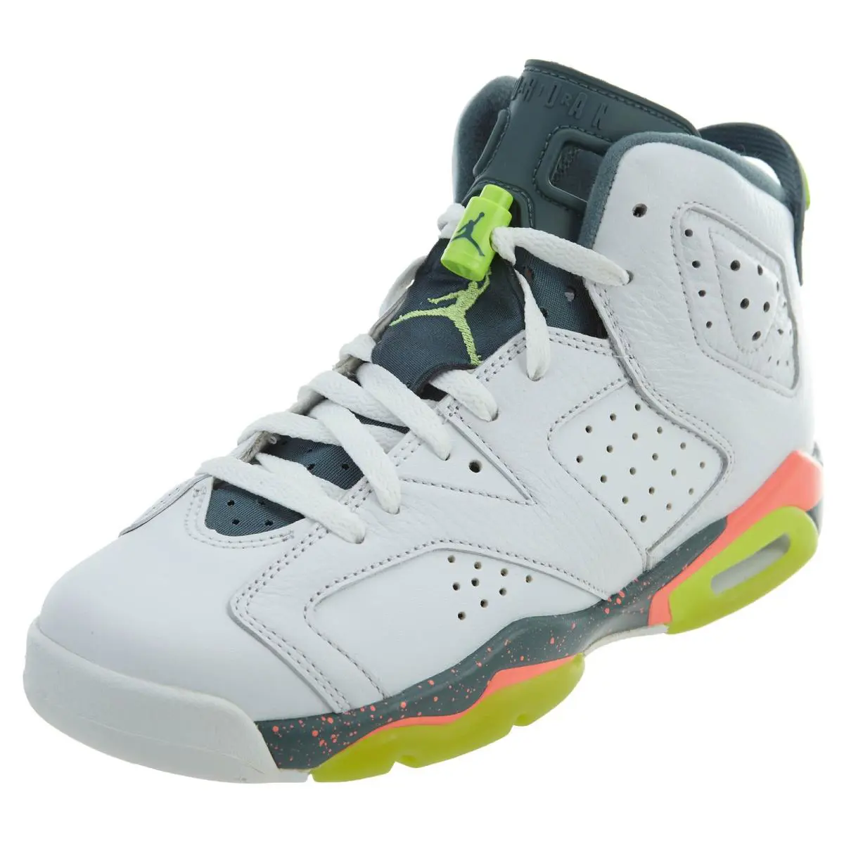 Nike Air Jordan 6 Retro BG Hi Top Trainers Boys / Girls Style :384665 - White/Ghost Green