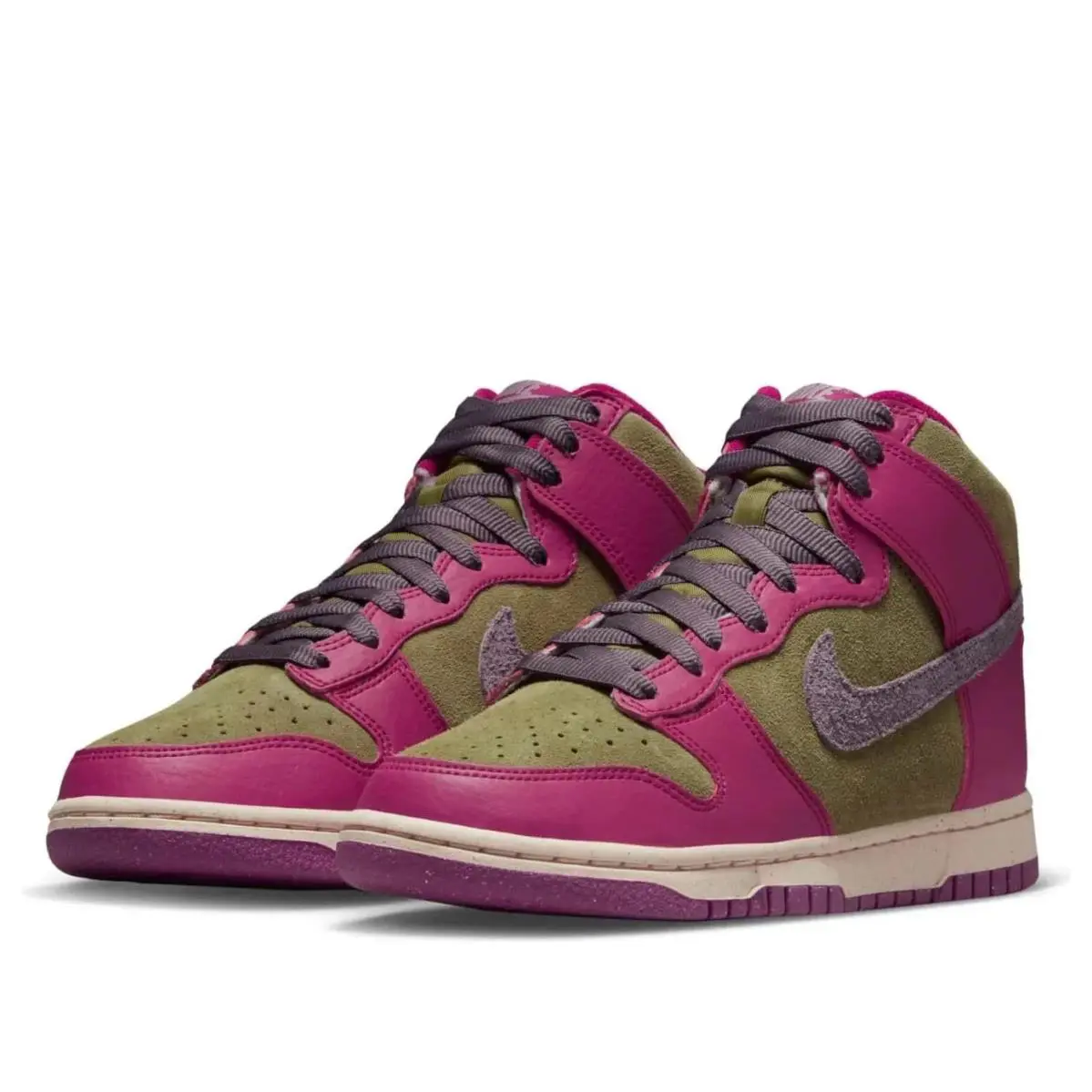 Nike Dunk High FB1273-500 Sneakers Womens Dynamic Berry Suede Lifestyle Shoes - Red