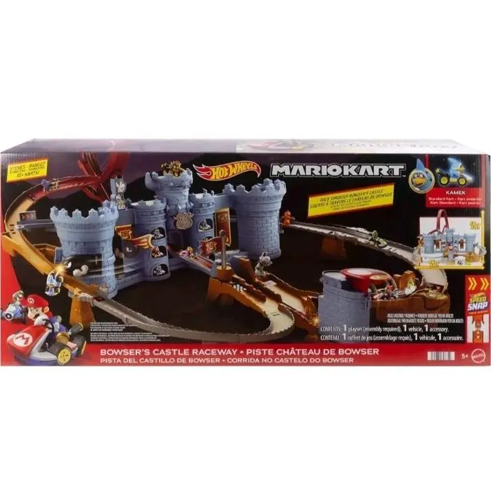 Toy Car Track Set Mario Kart Bowser’s Castle Playset 1:64 Scale Die-cast