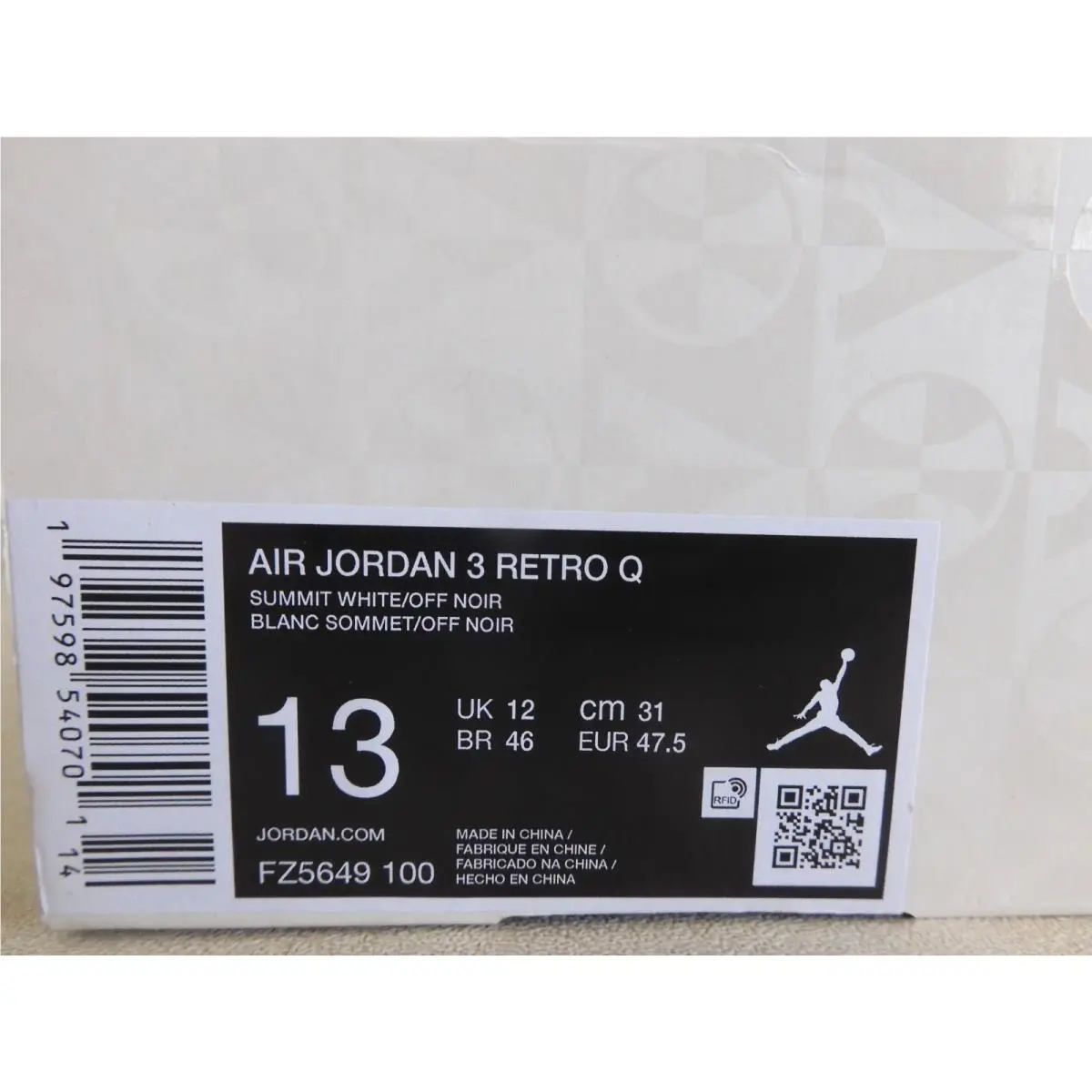 Nike shoes - Air Jordan 3 - Air - FZ5649-100 - White 30